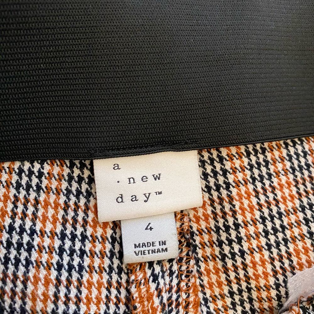 A New Day Orange Houndstooth Straight Leg Trouser Pants 4 - Picture 4 of 9
